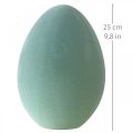 Floristik24 Huevo de Pascua plástico verde grisáceo huevo decorativo verde flocado 25cm
