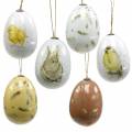 Floristik24 Decoración de Pascua para colgar motivos de huevos de Pascua blanco, amarillo, marrón surtido 6 piezas