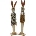 Floristik24 Conejito de Pascua piel de leopardo y gafas de madera Tiene decoración de Pascua juego de 2