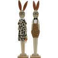 Floristik24 Conejito de Pascua piel de leopardo y gafas de madera Tiene decoración de Pascua juego de 2