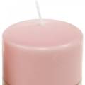 Floristik24 Vela pilar PURE 90/70 vela de cera natural rosa decoración sostenible de velas