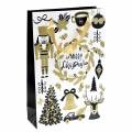 Floristik24 Bolsa de regalo Bolsa de papel &quot;Feliz Navidad&quot; Gold Glitter H30cm 2pcs