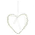 Floristik24 Corazón de perlas para colgar blanco 13cm 4pcs