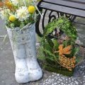 Floristik24 Jardinera Boots Abeja Metal Blanco Decoración de jardín vintage Al.31cm