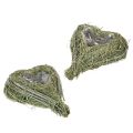 Floristik24 Corazón decorativo de hierba natural con inserto de lámina metálica, 14 cm, 2 unidades.