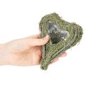 Corazón decorativo de hierba natural con inserto de lámina metálica, 14 cm, 2 unidades. | Floristik24.es