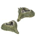 Floristik24 Corazón vegetal de material natural con inserto de lámina, 22 cm, 2 unidades