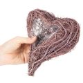 Corazón decorativo hecho de ramitas con lámina para plantar, 20 cm, 2 unidades | Floristik24.es