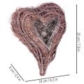 Corazón decorativo hecho de ramitas con lámina para plantar, 20 cm, 2 unidades | Floristik24.es