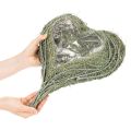 Cuenco con forma de corazón hecho de hierba natural con lámina para plantar, 38 cm. | Floristik24.es