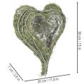 Cuenco con forma de corazón hecho de hierba natural con lámina para plantar, 38 cm. | Floristik24.es