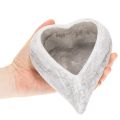 Bol decorativo en forma de corazón, gris; maceta pequeña en forma de corazón, 19 cm. | Floristik24.es