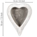 Bol decorativo en forma de corazón, gris; maceta pequeña en forma de corazón, 19 cm. | Floristik24.es