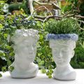 Floristik24 Cabeza de planta busto mujer florero de cerámica blanco maceta H22.5cm