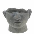 Floristik24 Busto de cabeza de planta de hormigón para plantar gris H12cm 2pcs