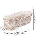 Maceta tipo cesta con inserto de lámina, ovalada, blanca, 37 cm | Floristik24.es
