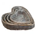 Floristik24 Cesta de plantas cesta decorativa en forma de corazón planta corazón sauce conjunto de 4