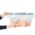 Macetas de primavera para plantas, ideales para flores o pájaros, con forma ovalada, de metal, 39 x 31 x 24,5 cm (L39/31/24,5 cm), juego de 3. | Floristik24.es