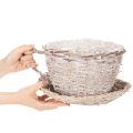 Taza con platillo decorativa tipo cesta, decoración de mesa grande de 34 cm. | Floristik24.es