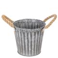 Floristik24 Maceta metálica, maceta decorativa con asas, jardinera, macetero Ø16,5 cm