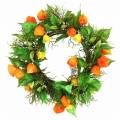 Floristik24 Corona de Physalis artificial, naranja y verde, Ø28cm, decoración otoñal