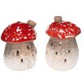 Floristik24 Figura decorativa de casa de hongos con faro y amanita muscaria con chimenea, 10 cm, 2 unidades.