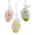 Floristik24 Huevos decorativos de plástico con tul para colgar 6cm 6pcs