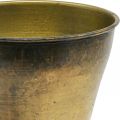 Macetero vintage florero de metal latón Ø14cm H17cm | Floristik24.es