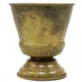 Macetero vintage florero de metal latón Ø11,5cm H13,5cm | Floristik24.es