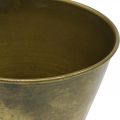 Macetero vintage florero de metal latón Ø11,5cm H13,5cm | Floristik24.es