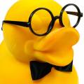 Floristik24 Figura decorativa pato con gafas amarillo, divertida decoración veraniega, pato decorativo flocado