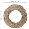 Corona decorativa, ramas de ratán, blanqueada, para diseño creativo, 50 cm | Floristik24.es