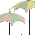 Floristik24 Paraguas de metal, primavera, paraguas colgantes, decoración de otoño rosa/verde, azul/amarillo H29.5cm Ø24.5cm juego de 2