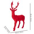 Figura decorativa de un ciervo de pie, grande, decoración navideña aterciopelada, 85 cm. | Floristik24.es