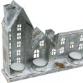 Casas iluminadas, adornos para ventanas, faroles plateados, farol de metal de aspecto antiguo, 67,5 cm de largo x 20 cm de alto. | Floristik24.es