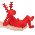 Figura decorativa de reno rojo, tumbado, diseño moderno, 24 cm, 2 piezas. | Floristik24.es