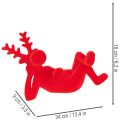 Figura decorativa de reno rojo, tumbado, diseño moderno, 24 cm, 2 piezas. | Floristik24.es