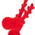 Figura decorativa de reno rojo, tumbado, diseño moderno, 24 cm, 2 piezas. | Floristik24.es
