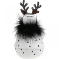 Floristik24 Reno decorativo, decoración navideña, figura decorativa de metal, blanco de Adviento, negro H15.5cm Ø8cm