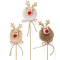 Floristik24 Pinzas decorativas de reno con pompones para Navidad, 24 cm, 12 unidades