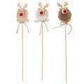 Pinzas decorativas de reno con pompones para Navidad, 24 cm, 12 unidades | Floristik24.es