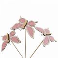 Floristik24 Palos decorativos mariposa rosa madera 7.5cm 28cm 12pcs