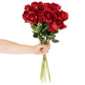 Rosa artificial de tallo largo, flor artificial roja, 62 cm, 12 unidades. | Floristik24.es