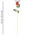 Rosa artificial de tallo largo, flor artificial roja, 62 cm, 12 unidades. | Floristik24.es