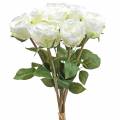 Floristik24 Flores decorativas de seda rosas en ramo crema 36cm 8ud