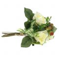 Floristik24 Ramo de rosas / hortensias blancas con frutos rojos 31cm