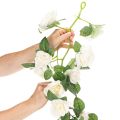 Guirnalda de rosas artificiales con flores blancas para decoración, 170 cm. | Floristik24.es