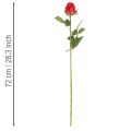 Rama de rosa artificial de seda, color rojo, 72 cm, 3 unidades. | Floristik24.es