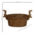 Bol decorativo con forma de cabeza de reno, ovalado, color óxido, estilo rústico, 41 cm. | Floristik24.es