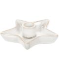 Floristik24 Portavelas de cerámica con forma de estrella, blanco, para velas cónicas, 12 cm, 2 unidades
